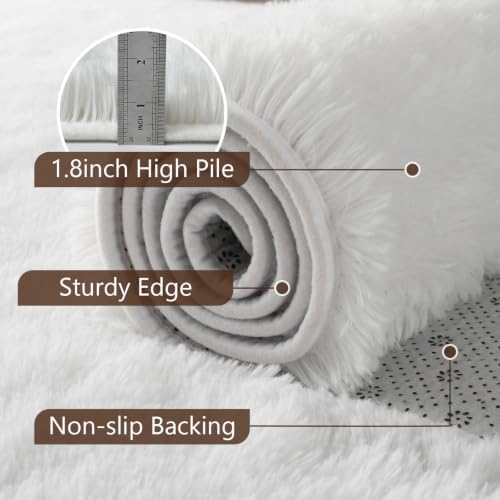7x10 Large White Fluffy Soft Area Rug Non-Slip for Living Room Bedroom - Image 6