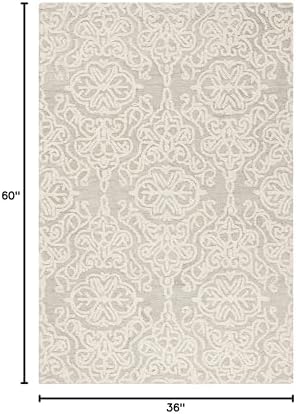 SAFAVIEH Blossom Collection Accent Rug - 3' x 5', Silver & Ivory, Handmade Wool, Ideal for High Traffic Areas in Entryway, Living Room, Bedroom (BLM112G) - Image 2