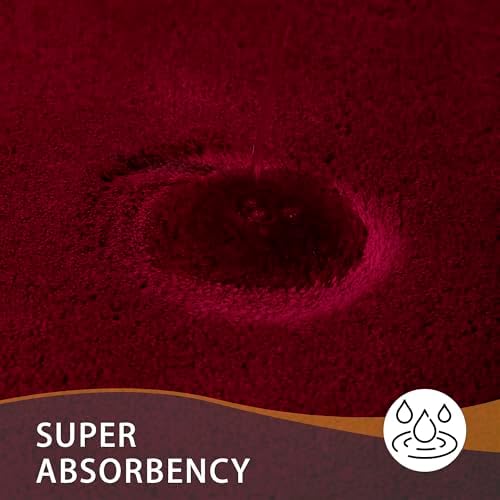 MINIDEAR Toilet Rugs 24x20 - U Shaped Wine Red Thick Memory Foam Contour Rugs,Ultra Soft & Plush Fluffy, Non-Slip, Quick Dry, Absorbent Washable Floor Microfiber Mat for Home Decor Accessories - Image 4