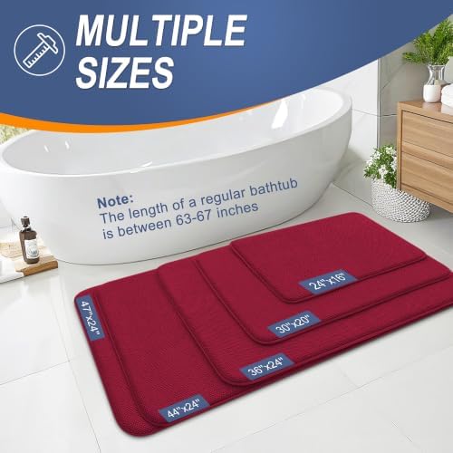 OLANLY Memory Foam Small Bathroom Rugs 24x16, Absorbent Bath Mat, Burgundy - Image 5