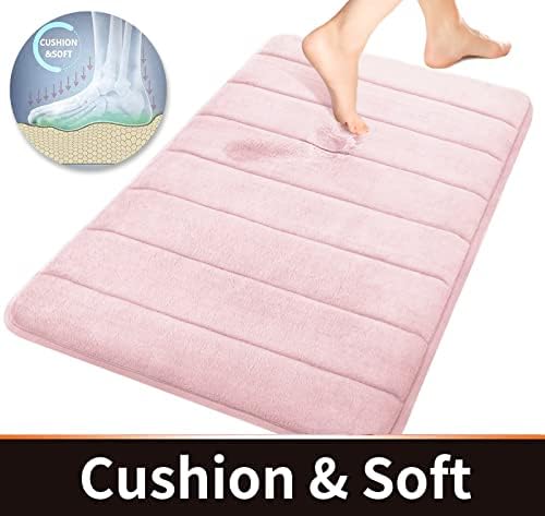 Yimobra Bathroom Runner Rugs 72"x24" Non Slip Washable Memory Foam Bath Mat, Super Soft Water Absorbent Hallway Carpet for Vanity Tub Shower, Pink - Image 2