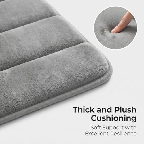 Bathroom Rugs Set 3 Piece, Memory Foam Bath Rugs, Non Slip Washable Bathroom Rug Set, Extra Soft Absorbent Bath Mats with U-Shaped Toilet Rug, Gray - Image 4