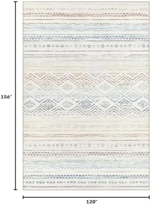 Tortania Area Rug Living Room Rugs- 10x13 Washable Large Soft Neutral Boho Moroccan Bohemian Farmhouse Rug Indoor Floor Carpet for Bedroom Under Dining Table Home Office Decor - Multicolor - Image 2