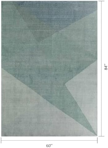 Geometric Gray 5x7 ft Sage Green Area Rug for Living Room Bedroom - Image 2