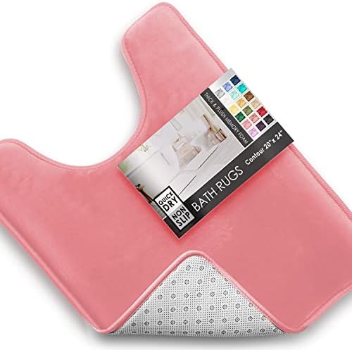 Clara Clark Bathroom Rugs, Velvet Memory Foam Bath Mat, Non-Slip, Machine Washable Bath Rugs - Dries Quickly, Ultra Soft Plush Bath Mats for Bathroom, 20 x 24, Coral Pink by ClaraClark