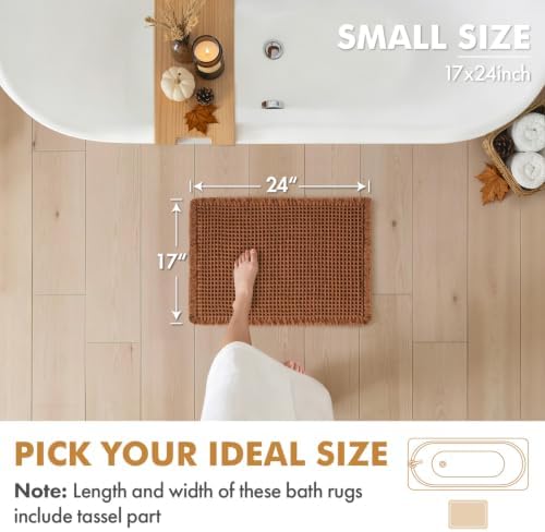 MIULEE Fall Terracotta Set of 2 Waffle Bathroom Rugs Bath Mat 17x24 Inch - Image 2