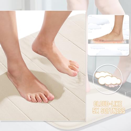 Yimobra Memory Foam Toilet Bath Mat U-Shaped, Commode Contour Rug, Soft and Comfortable, Super Water Absorbent, Non-Slip, Thick, Machine Wash Bathroom Commode Contour Rug, 24 X 20 Inches, Cream - Image 4