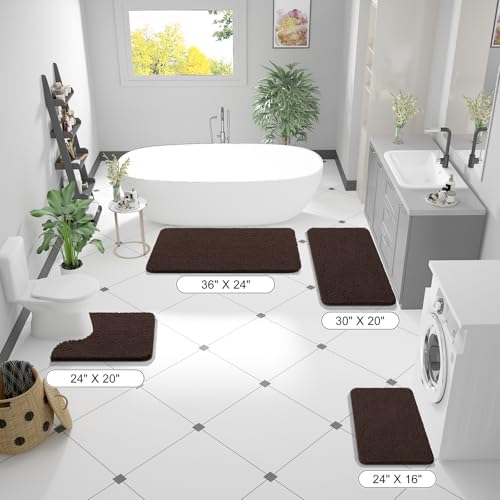 OLANLY Bathroom Runner Rugs 47x17, Extra Soft Absorbent Chenille Bath Rugs - Image 2