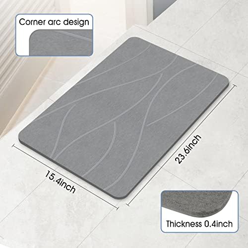 VEELOIM Stone Bath Mat, Diatomaceous Earth Shower Mat for Bathroom Grey - Image 2