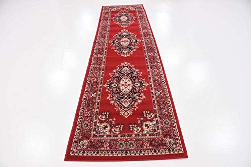 Unique Loom Reza Collection Traditional Persian Style Area Rug, Runner 2' 7" x 10' 0", Red/Ivory - Image 5