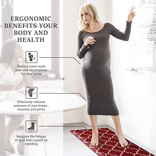 WISELIFE Kitchen Runner Rugs Anti-Fatigue mats, 17.3"x 60", 4/5 Inch, Red - Image 5