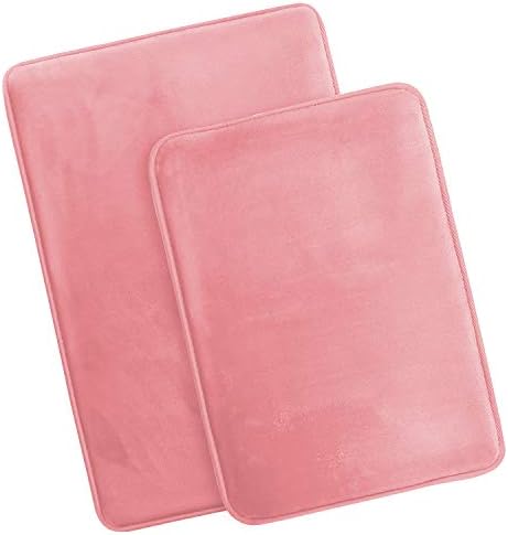 Clara Clark 2 Piece Bathroom Rugs Bath Mat Set, Velvet Memory Foam Bath Mats for Bathroom - Non-Slip, PVC Backing Bath Rugs, Washable - Dries Quickly, Pink - Image 4