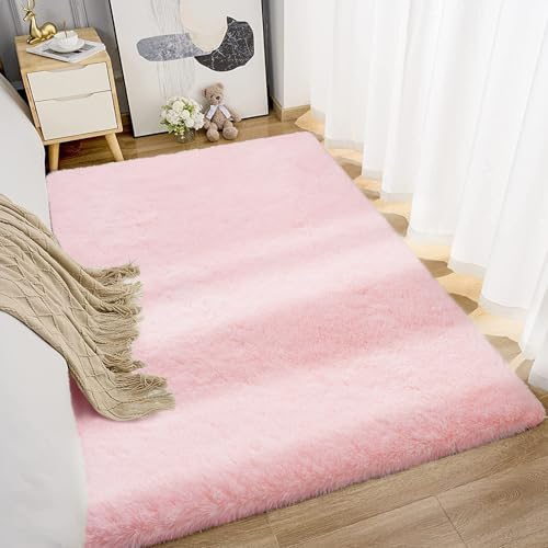 Topmaxcs Pink Fluffy Area Rugs 4x6: Furry Cute Bedroom Rugs - Image 2