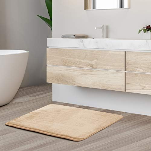 Clara Clark Bathroom Rugs, Velvet Memory Foam Bath Mat, Non-Slip, Machine Washable Bath Rugs - Dries Quickly, Ultra Soft Plush Bath Mats for Bathroom, 17 x 24, Cream - Image 2