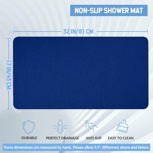 Hargiis Non-Slip Bathtub Mat, Anti Slip Shower Mat, Fast Drying Bathtub Mats, Foot Scrubber Mat, Anti Slip Mat for Tub, Floor, Bathroom, Kitchen, Home, Hotel (Navy Blue 32"×17") - Image 2