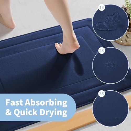 Cupic Cupid Memory Foam Bath Mat 24"×16", Non Slip Bathroom Rugs, Navy Blue - Image 5