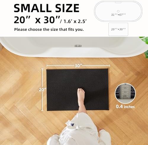 TYUU Black Bathroom Rugs Non Slip Washable, Super Absorbent Thin Bath Mat Quick Dry Low Pile Bathroom Rug, Black 20''x30'' - Image 2
