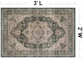 Rugshop Vintage Medallion Machine Washable Non-Slip Area Rug, 2'x3' Green - Image 2
