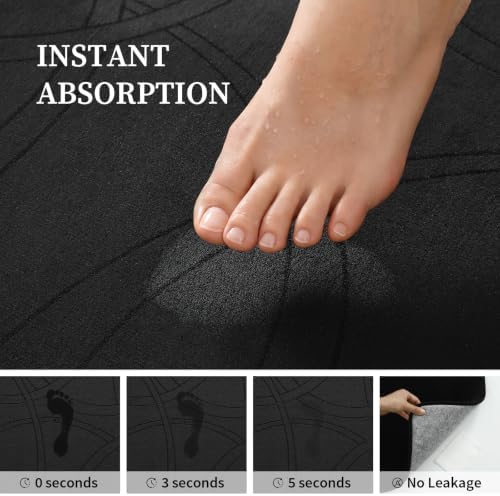 YIHOUSE 3 Piece Memory Foam Bathroom Rug Set, Cushioned Bath Mat, Black - Image 4