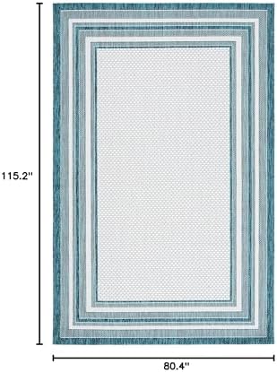 SAFAVIEH Courtyard Outdoor Area Rug 6'7"x9'6", Ivory & Teal CY8475-53512 - Image 2
