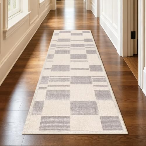 Pale Grey Matrix 2.6x8 ft Light Gray Runner Rug for Hallway Entryway by Unknown