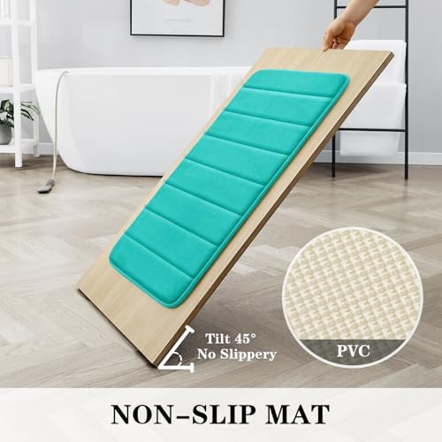 BYSURE Light Teal Memory Foam Bathroom Rug Set 3 Piece - Image 5