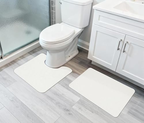 Bosap Bath Mat Set 2 Pieces,Ultra Thin Bathroom Rugs,Rubber Toilet Rugs - Image 6