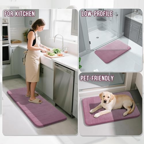 Yimobra Long Bath Mat 44"x24", Super Soft Quick Dry Memory Foam Bathroom Rug, Water Absorbent, Non Slip Backing Machine Washable for Tub Shower, Thick Comfort Support, Mauve - Image 6
