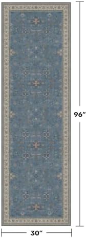Blue Boho 2'6''x8' Wide Hallway Runner Rug - Washable Kitchen Sink Rug, Non Slip 8ft Long Runner Rug for Entryway, Colorful Modern Floral Print Home Décor - Image 2