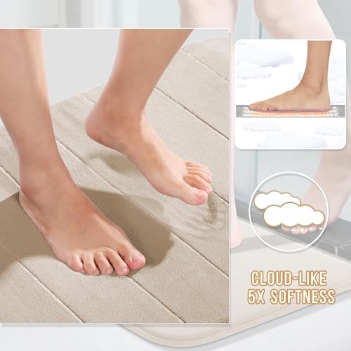 Yimobra 44"x24" Long Bath Mat, Super Soft Memory Foam Bathroom Rug - Image 3
