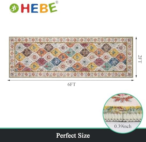HEBE Hallway Runner Rug 2'x6', Washable Non Slip Kitchen Rug Runner - Image 2