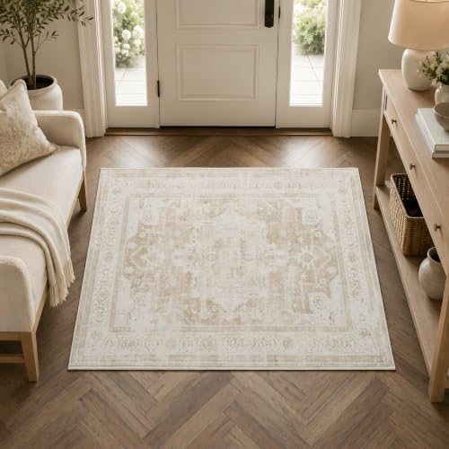 2x3 Area Rug Washable Vintage: Non Slip Throw Rugs for Entryway - Image 2