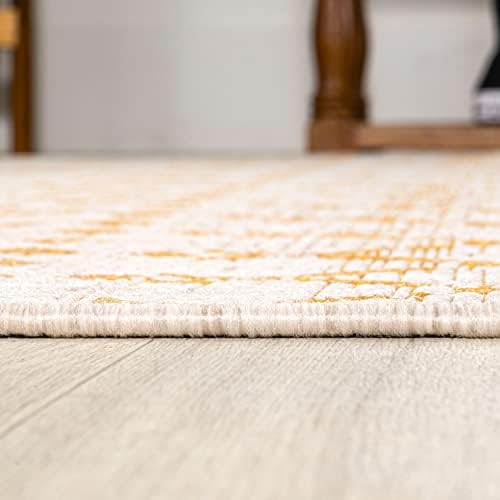 JONATHAN Y Moroccan Geometric Indoor Outdoor Runner Rug 2X8 Cream/Yellow, Ourika Textured Weave for Backyard, Patio, Porch, Easy-Cleaning, High Traffic, Pet-Friendly, Non-Shedding (SMB108J-28) - Image 4