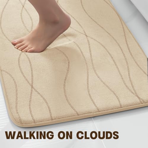 YIHOUSE Bathroom Rugs Set 3 Piece, Memory Foam Bath Mat Khaki - Image 5