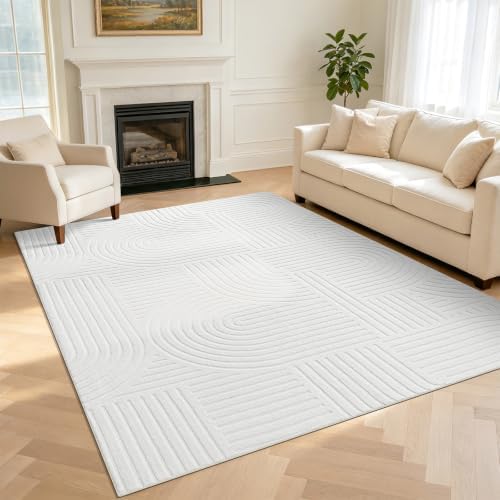Pauwer 5x7 Area Rugs for Living Room, Modern Non Slip Washable Rug, White by Pauwer