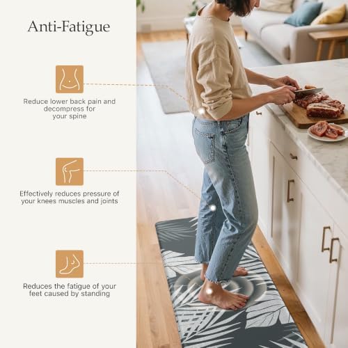 GENIMO Anti Fatigue Kitchen Mats for Floor 2PCS, Standing Rugs, Light Grey - Image 3