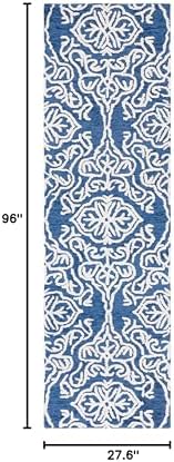 SAFAVIEH Blossom Collection Runner Rug - 2'3" x 8', Navy & Ivory, Handmade Wool, Ideal for High Traffic Areas in Living Room, Bedroom (BLM112N) - Image 3