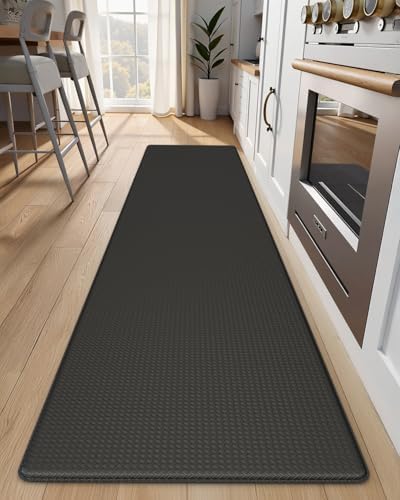 Kitchen Mats for Floor, Extra Long Anti-Fatigue Kitchen Rug, Black by StepAura