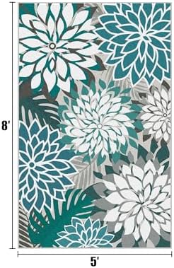 Arenarug Outdoor Rug Waterproof, Washable Patio Rug for Deck, 5x8, Teal - Image 2