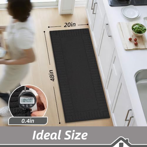 BEQHAUSE Kitchen Rugs 20"x48", Non Slip Washable Kitchen Floor Mat, Black - Image 3