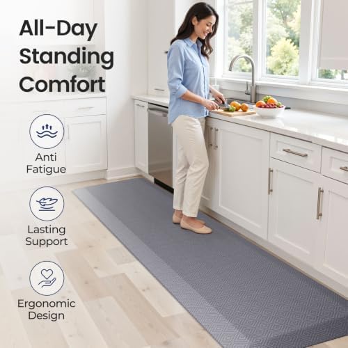 1" Extra Thick Anti Fatigue Kitchen Mats for Floor Standing Desk Mat, Grey - Image 3