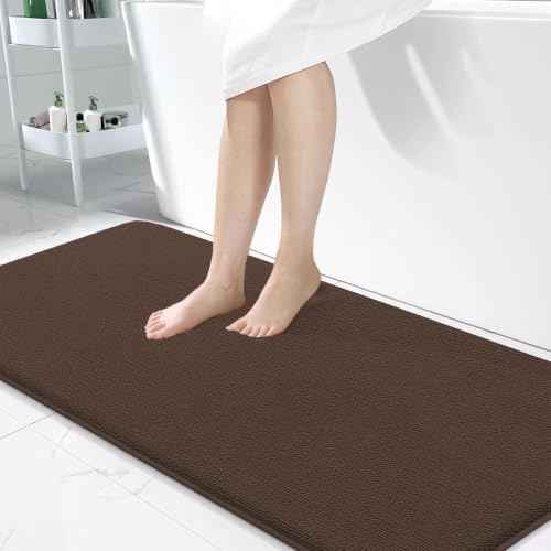 OLANLY Memory Foam Bathroom Runner Rugs 47x24, Absorbent Long Mat, Brown by OLANLY