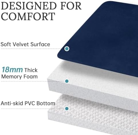 HUXMEYSON 3-Piece Memory Foam Bathroom Rug Set, Navy - Image 5