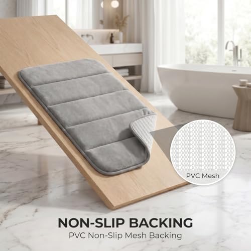 Bathroom Rugs Set 3 Piece, Memory Foam Bath Rugs, Non Slip Washable Bathroom Rug Set, Extra Soft Absorbent Bath Mats with U-Shaped Toilet Rug, Gray - Image 5