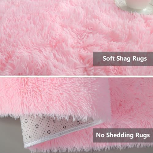 Large Shag Area Rugs for Living Room Bedroom,Big Ultra Soft Fluffy Pink Area Rugs for Dorm,Indoor Carpet Plush Rugs for Living Room Home Decor (Pink, 10X14 Feet) - Image 3