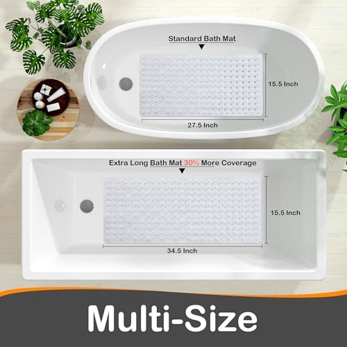 Yimobra Bathtub Mat Non Slip, 27.5"X15.5" Machine Washable Shower Floor Mat, Soft on Feet, Bathmat with Drain Holes and Suction Cups, Bathroom Essentials, White - Image 5