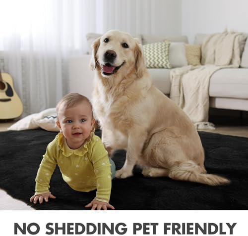 7x10 Ft Extra Large Shag Rugs for Living Room, Ultra Soft Fluffy Furry Area Rugs for Bedroom Indoor Floor, Aesthetic Carpet for Kids Home Decor (Black) - Image 6
