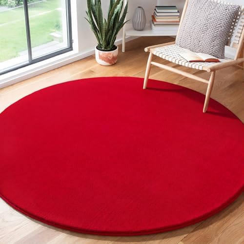 Amearea Red Round Area Rug 5ft Washable Circle Rugs for Bedroom Living Room by AmeareaDirect