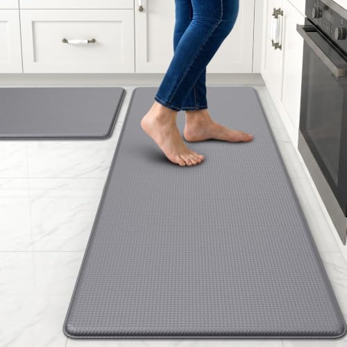 Kitchen Mats for Floor, [2PCS] Anti-Fatigue Kitchen Rugs, Grey by StepAura