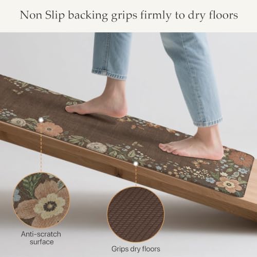GENIMO Anti Fatigue Kitchen Mats for Floor 2PCS, Standing Rugs, Light Brown - Image 2